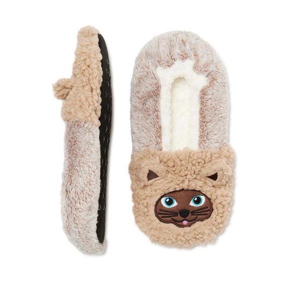 NWT Fuzzy Babba Women's 3D Cat Slipper Socks - Picture 1 of 6